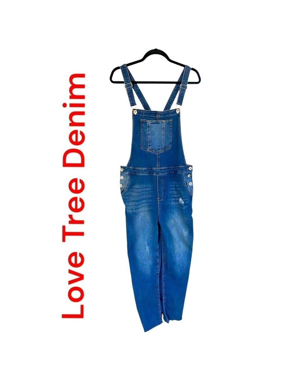 Love Tree Denim-NWOT women’s large. Medium wash. Side button. Nice distressing!